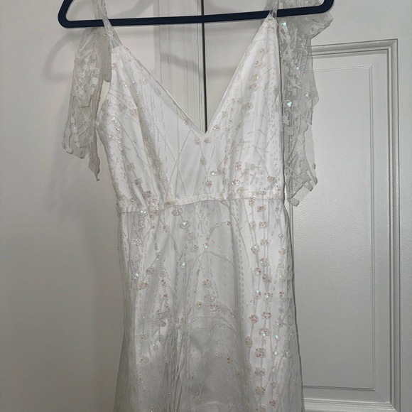 Lucy in the Sky Lace Sequin Dress w/ Bow Strap - perfect for soon to be brides! - Picture 2 of 5